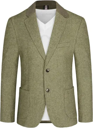 PJ PAUL JONES Mens Herringbone Blazer Vintage Tweed Wool Blend Sport Coat Jacket