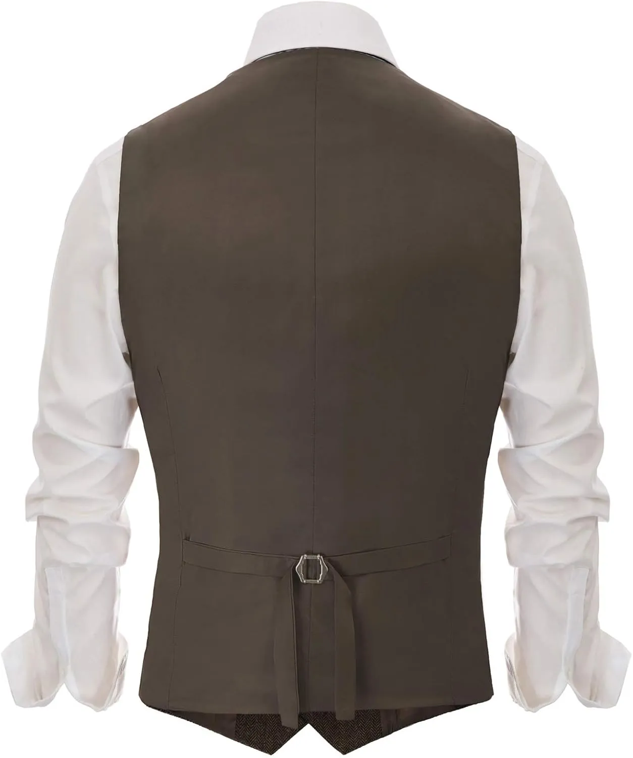 PJ PAUL JONES Men's Herringbone Tweed Suit Vest Casual Wool Blend Waistcoat