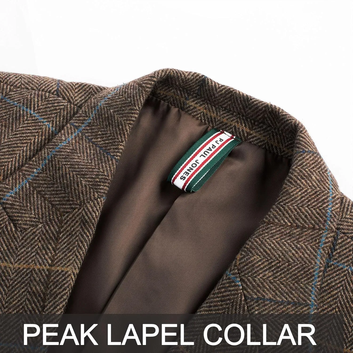 PJ PAUL JONES Men's Vintage Herringbone Tweed Blazers British Wool Blend Sport Coat Jacket