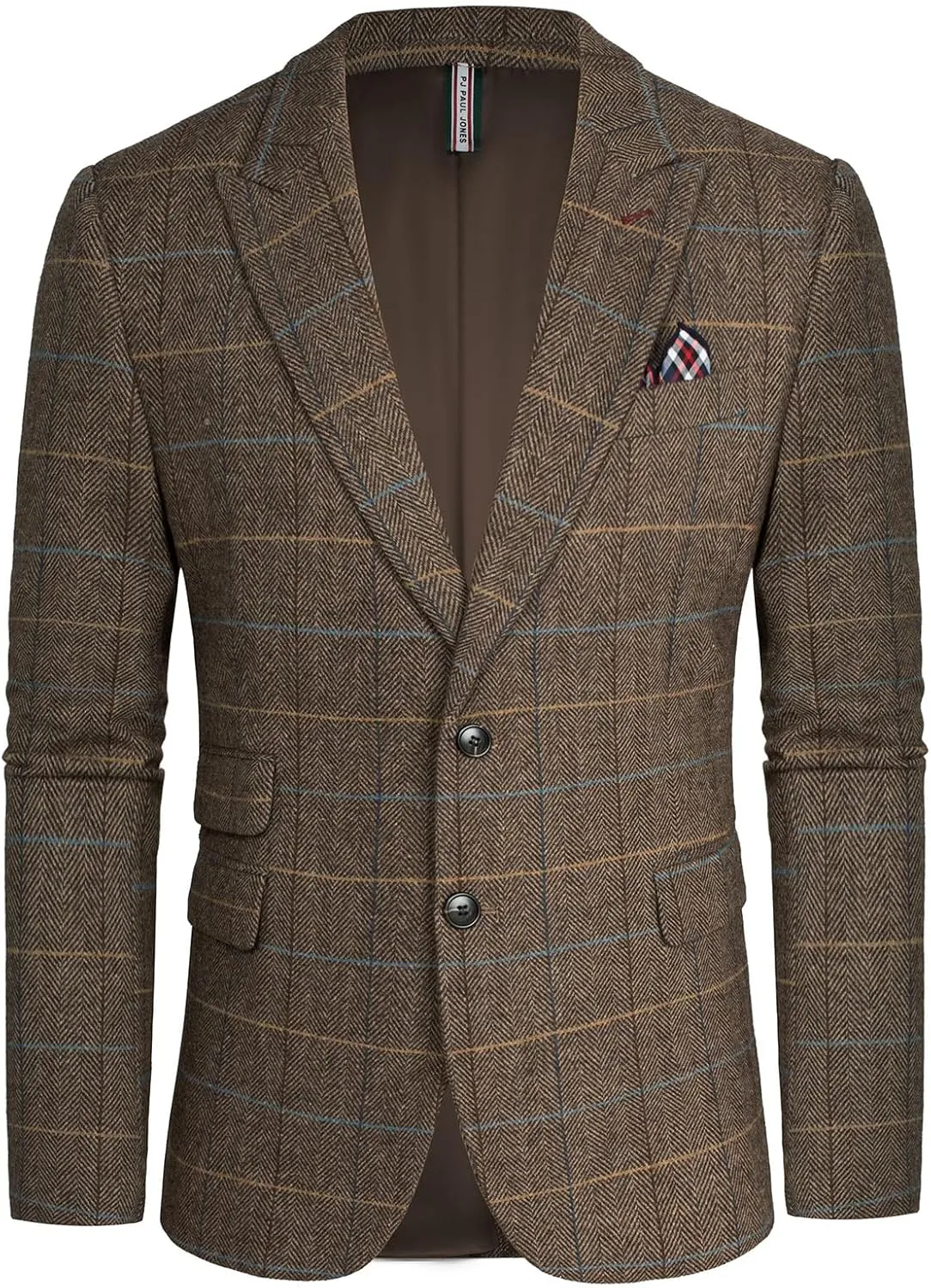 PJ PAUL JONES Men's Vintage Herringbone Tweed Blazers British Wool Blend Sport Coat Jacket