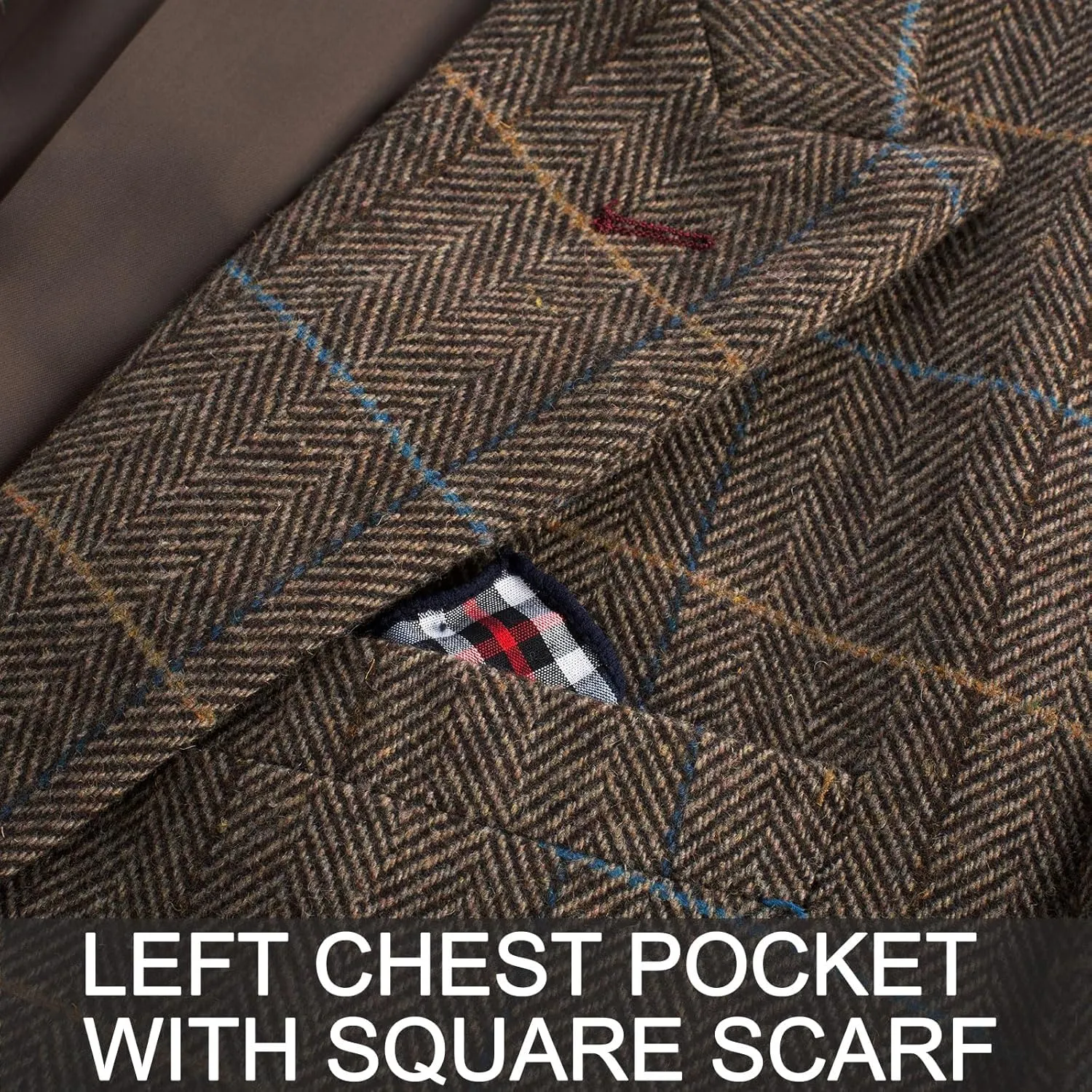 PJ PAUL JONES Men's Vintage Herringbone Tweed Blazers British Wool Blend Sport Coat Jacket