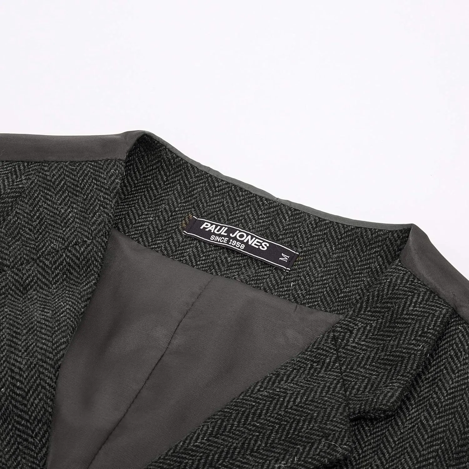PJ PAUL JONES Mens Western Herringbone Suit Vest Tweed Wool Blend Slim Fit Waistcoat