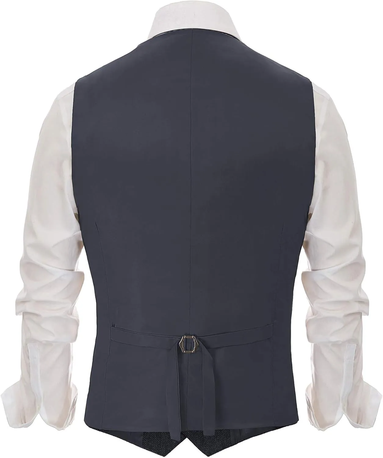 PJ PAUL JONES Mens Western Herringbone Suit Vest Tweed Wool Blend Slim Fit Waistcoat