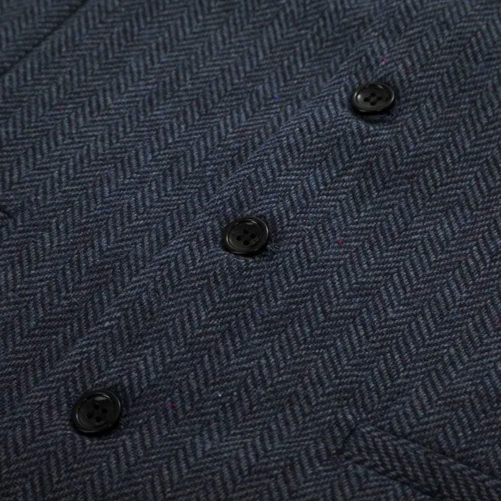 PJ PAUL JONES Men's Western Herringbone Tweed Suit Vest Wool Blend V Neck Slim Fit Waistcoat