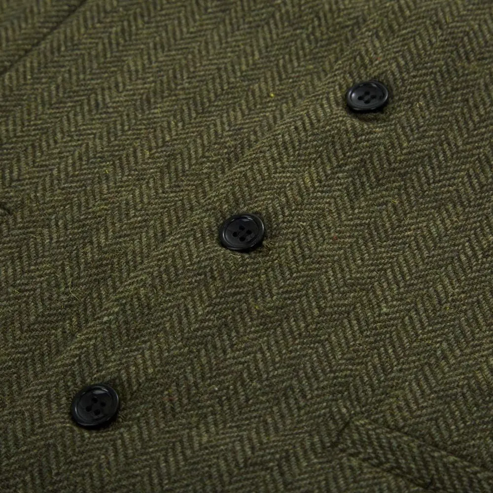 PJ PAUL JONES Men's Western Herringbone Tweed Suit Vest Wool Blend V Neck Slim Fit Waistcoat