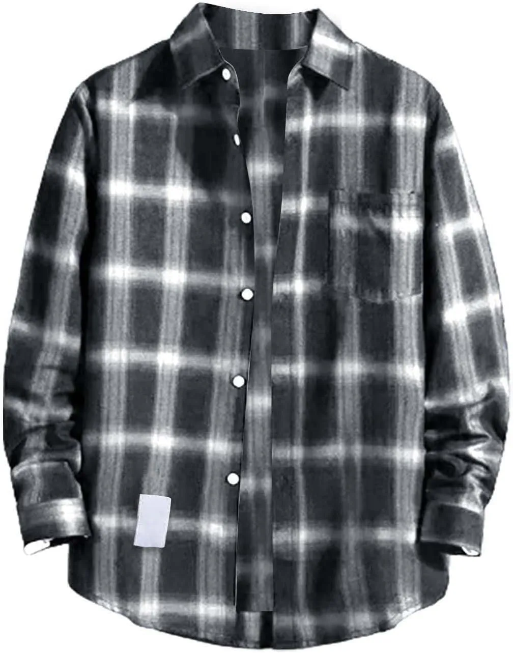 Plaid Shirts for Men Big and Tall Long Sleeve Snap Button Down Cotton Shirts with Pocket Regular Fit Work Tops