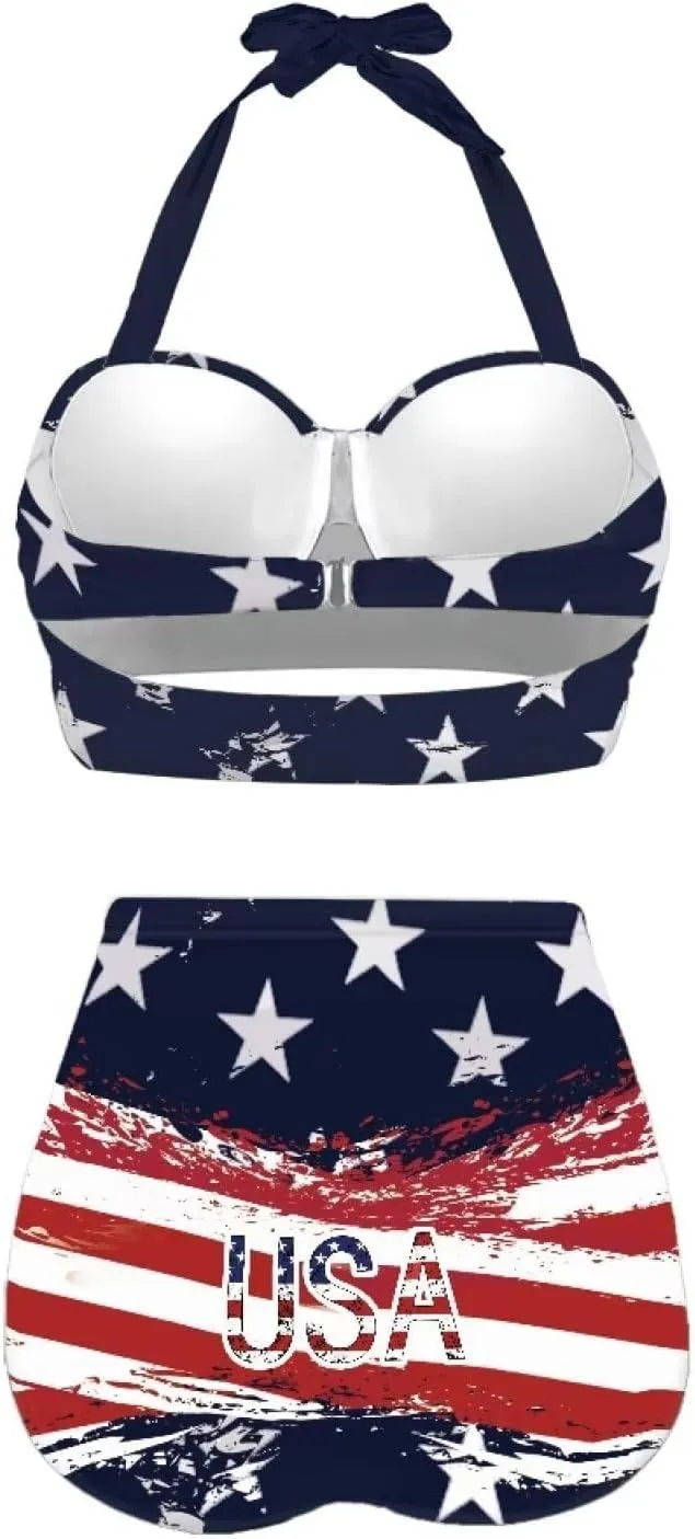 Plus Size Bathing Suit for Women Tummy Control High Waisted Bikini Sets for Women Size S-2XL