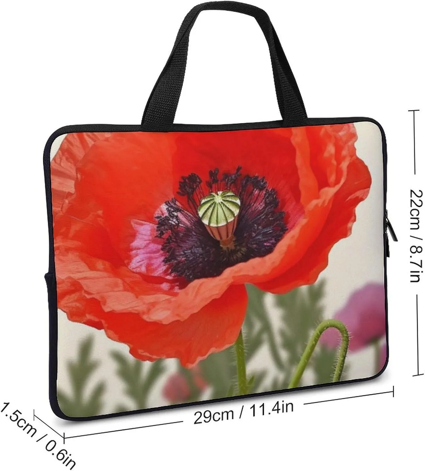 Poppy Flower Laptop Bag Durable Laptop Sleeve Water-Resistant Notebook Bag for Computer Or Tablet