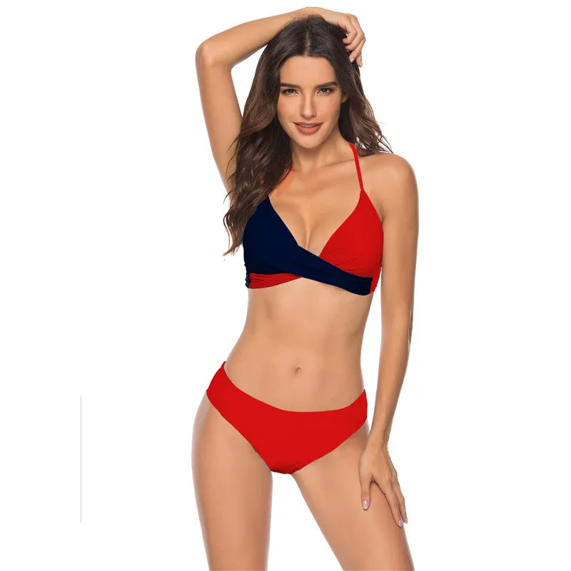 Prairie Chic 2 pc Sexy Bikini Set Brazilian Bathing Suit Green Leaves PatchWork Pattern Plus Size available