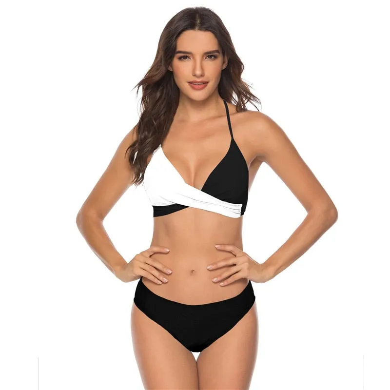 Prairie Chic 2 pc Sexy Bikini Set Brazilian Bathing Suit Green Leaves PatchWork Pattern Plus Size available