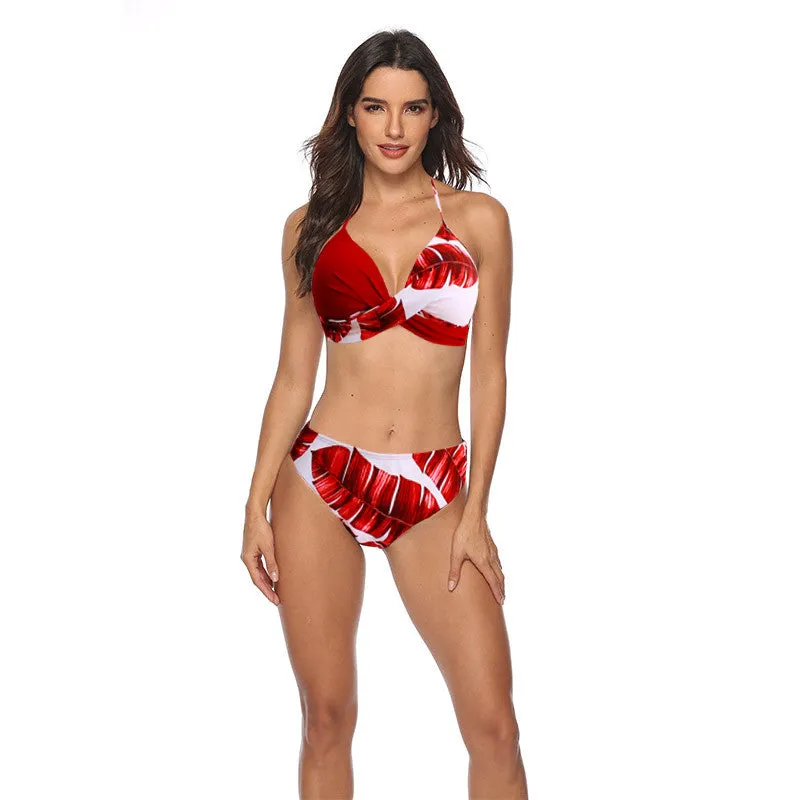 Prairie Chic 2 pc Sexy Bikini Set Brazilian Bathing Suit Green Leaves PatchWork Pattern Plus Size available