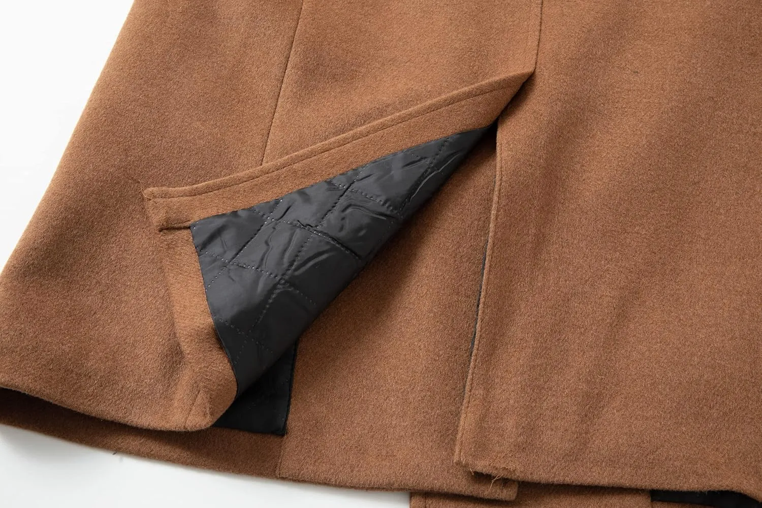PRIJOUHE Mens Woolen Trench Coat Pea Coat Double Breasted Regular Fit Wool Blend coat Business Overcoat