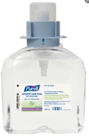 Purell 5191 FMX (push button) Hand Sanitiser Foam, 1200ml, 3 pack (FL3)(EM) P-III