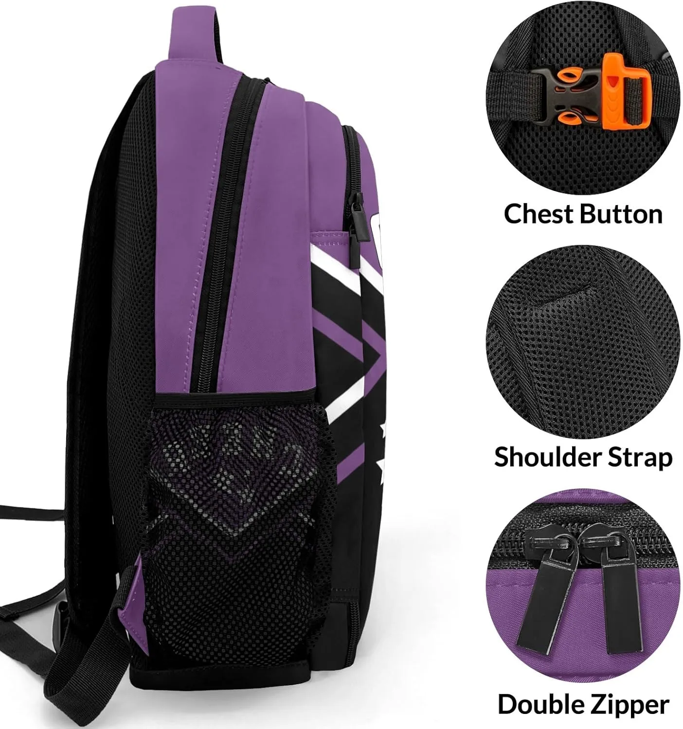 Purple Cheer Cheerleader Personalized School Backpack Durable Laptop Bag for Man Woman
