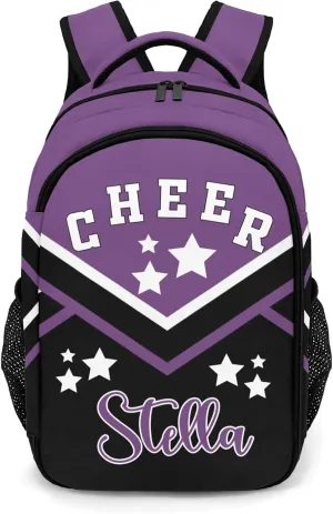 Purple Cheer Cheerleader Personalized School Backpack Durable Laptop Bag for Man Woman