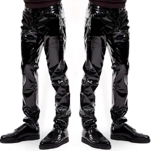 PVC Pants Hot Pants Sexy Outdoor Wet Look Shiny Casual Slim Fit PVC Shiny Black Vinyl Pants