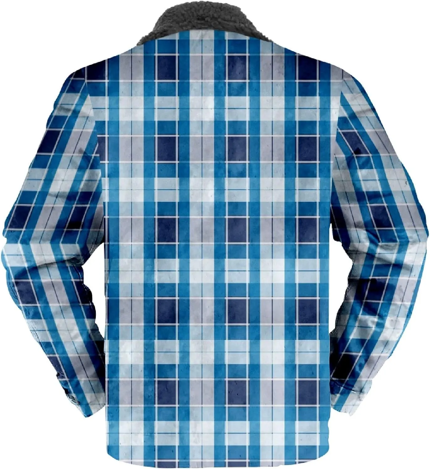 QWENTMTNTY Men Fleece Lined Sherpa Jacket Western Plaid Flannel Jackets Zip Up Big & Tall Thickened Thermal Heavyweight Coat