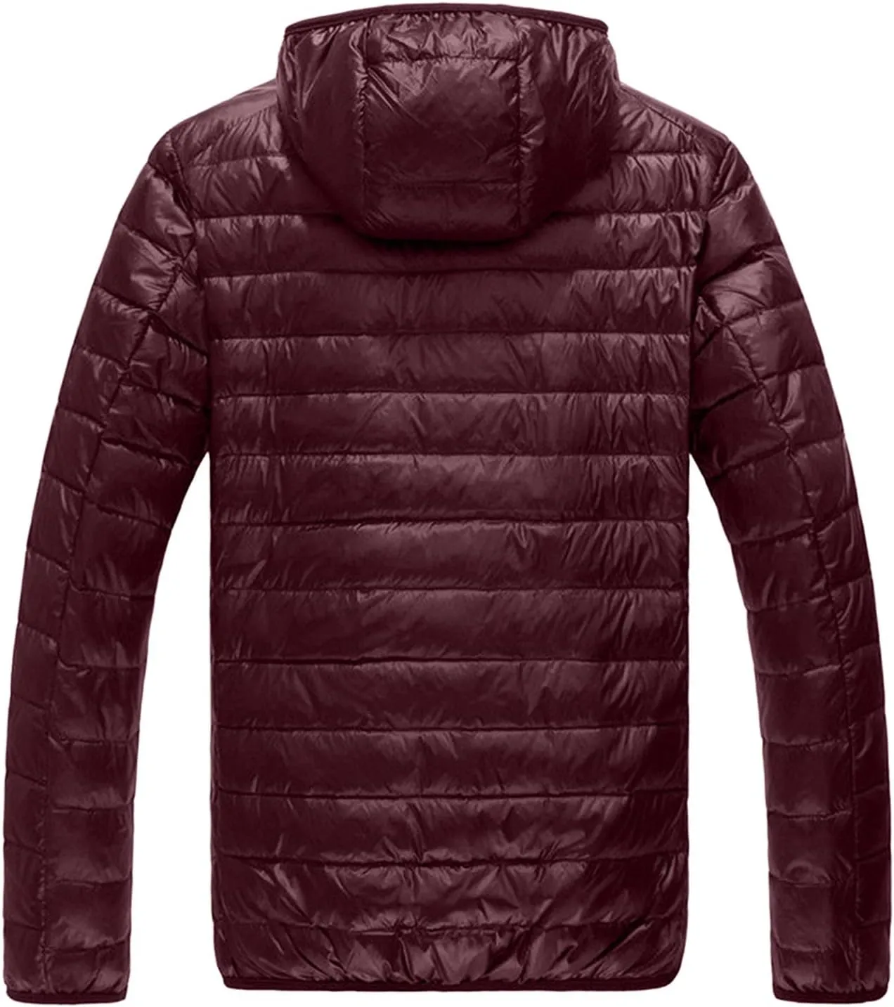 QWENTMTNTY Winter Puffer Jackets for Men with Hoodie Slim Fit Zipper Thermal Down Coats Big and Tall Waterproof Windbreaker