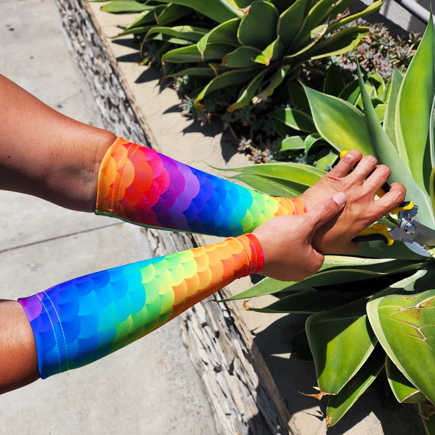 Rainbow Cloud Pattern Forearm Sleeves for Crepey Skin