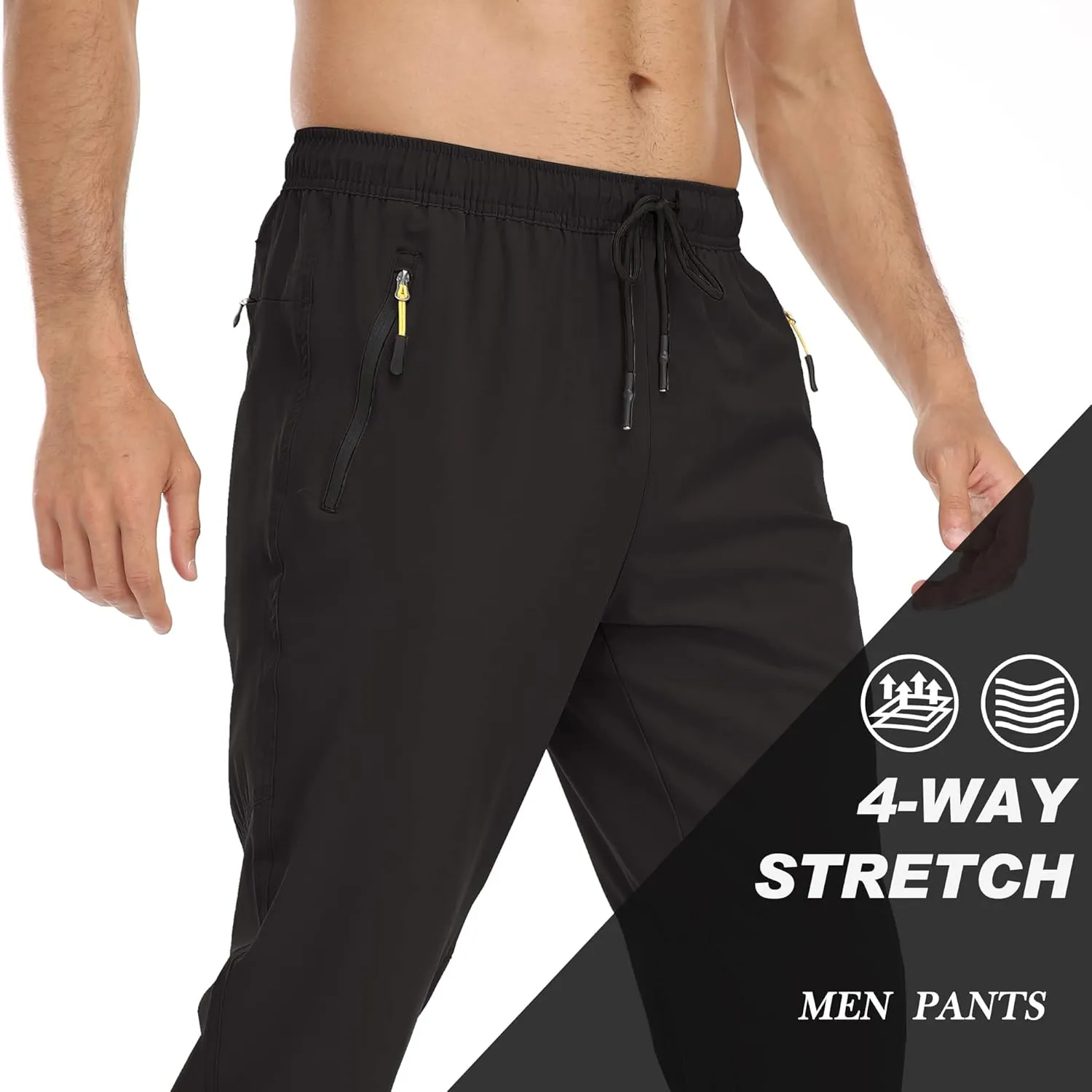 Rapoo Men's Lightweight Pants with Zipper Pockets Quick Dry Workout Athletic Travel Pants