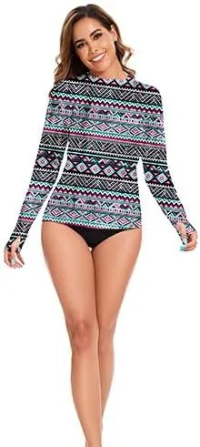 Rash Guard for Women UPF 50  Long Sleeve Rashguard Shirt Sun Protection Quick Dry Swim Shirt No Bottoms&Bras