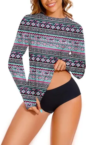 Rash Guard for Women UPF 50  Long Sleeve Rashguard Shirt Sun Protection Quick Dry Swim Shirt No Bottoms&Bras