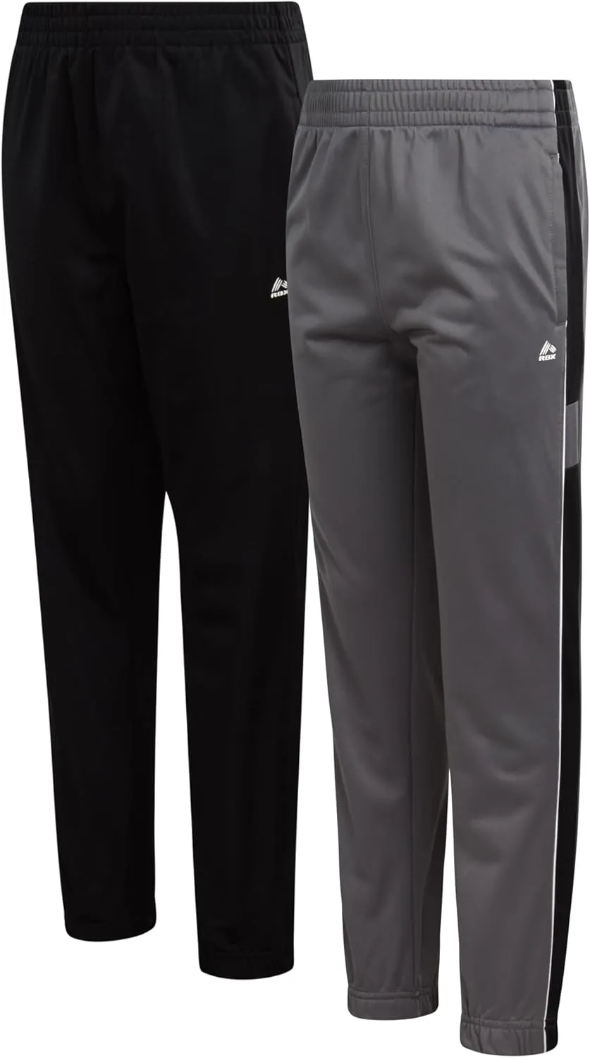 RBX Boys Sweatpants - 2 Pack Stretch Performance Tricot Activewear Boys Joggers Athletic Pants with Side Pockets (Size: 4-20)