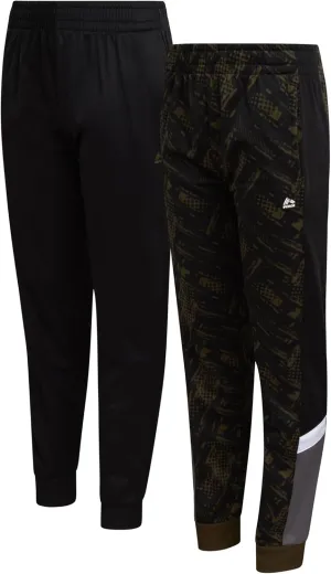 RBX Boys Sweatpants - 2 Pack Stretch Performance Tricot Activewear Boys Joggers Athletic Pants with Side Pockets (Size: 4-20)