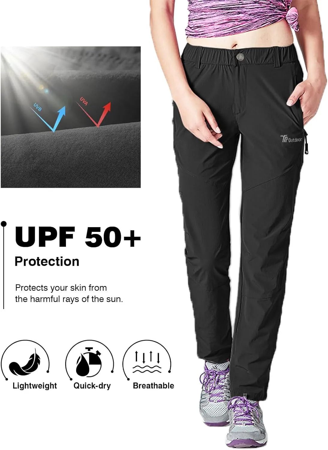Rdruko Women's Hiking Pants Lightweight Quick Dry Water Resistant Outdoor Travel Fishing Pants with Pockets