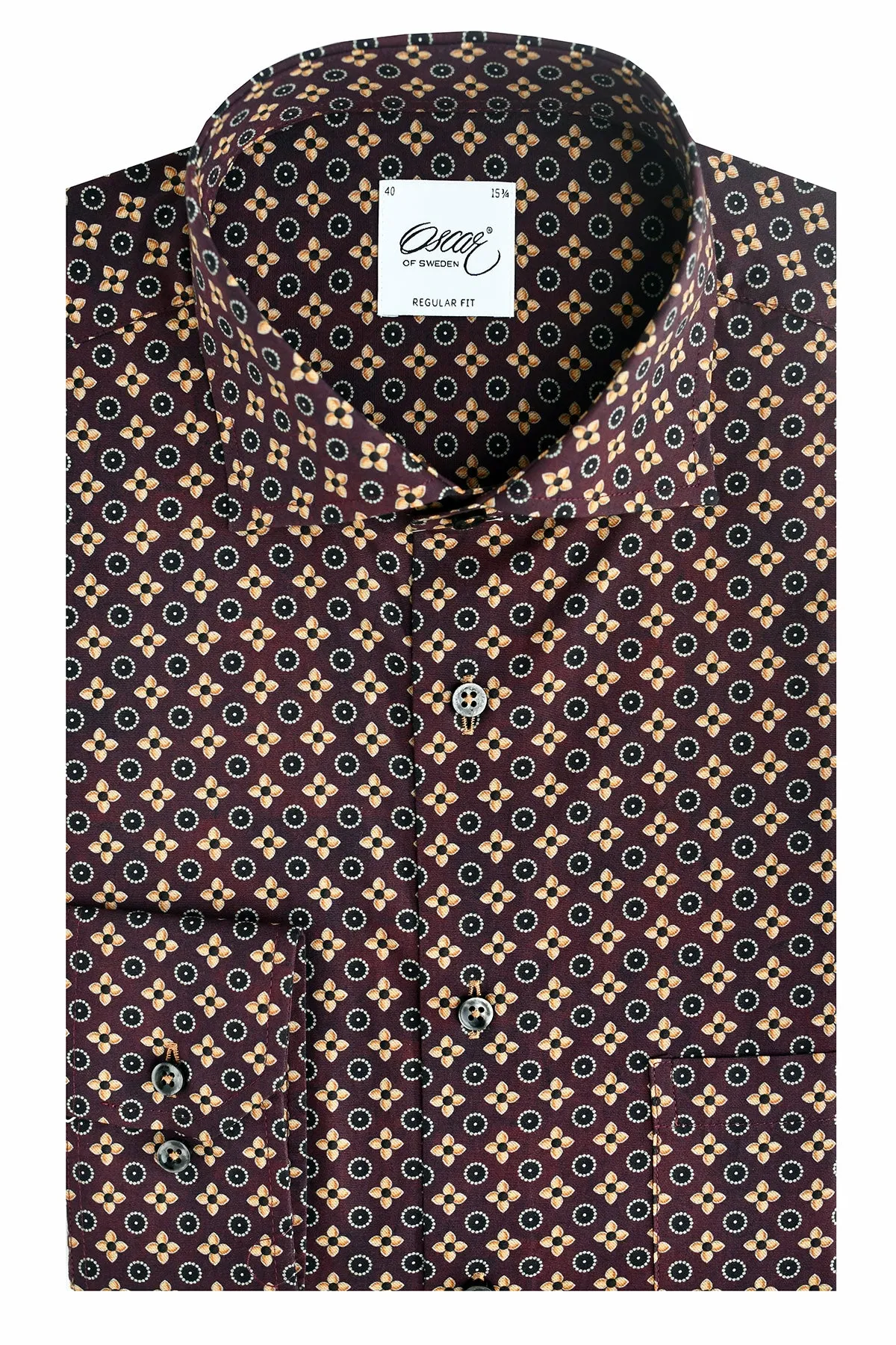 Red medallion printed regular fit shirt