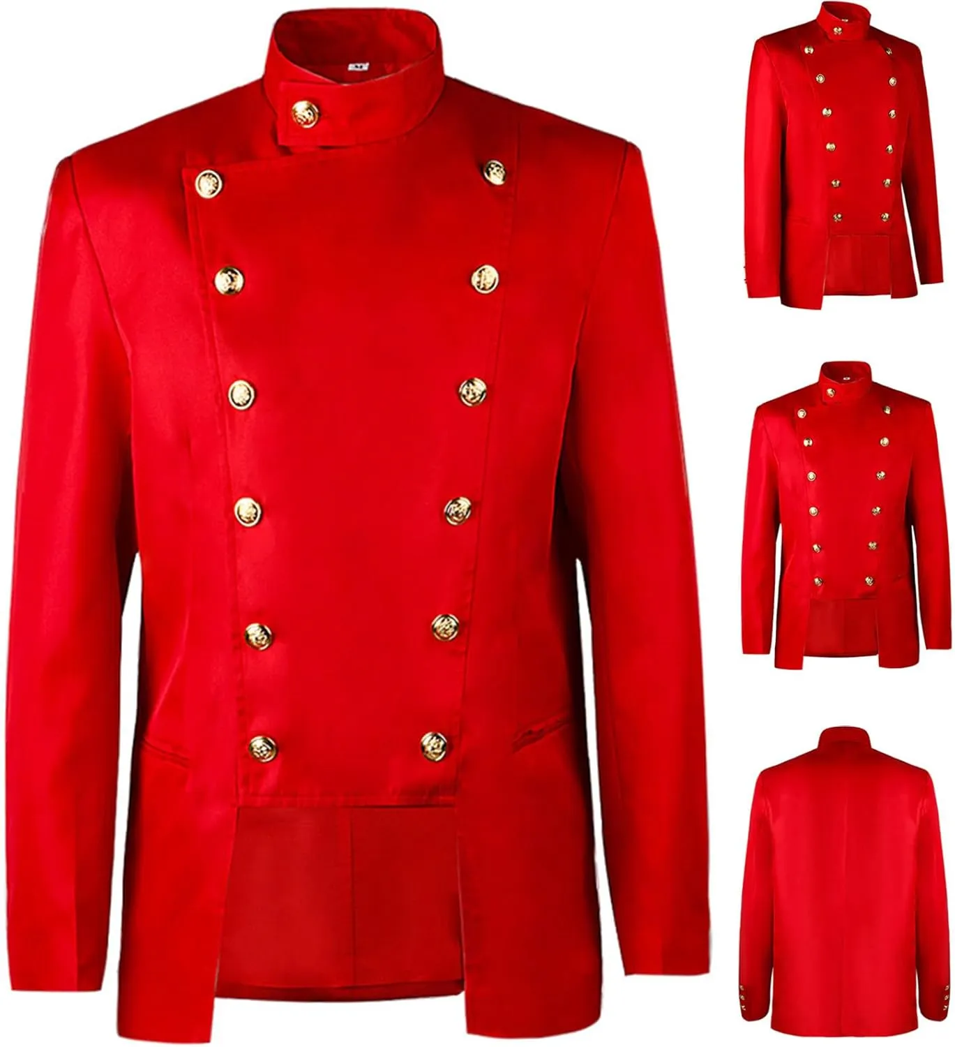 Red Steampunk Vintage Jacket for Men Patchwork Tailcoat Vintage Adult Festival Cosplay Swallow-tailed Coat