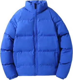 REHJJDFD Men Solid Color Thicken Warm Parka Coat Men Streetwear Casual Cotton-Padded