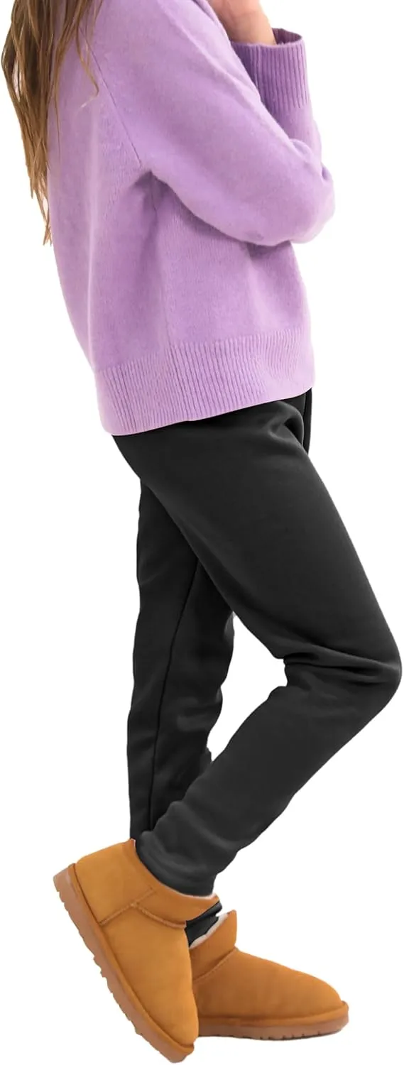 Resinta Girls Winter Fleece Lined Leggings Cotton Thick Thermal Tights Kids Soft Stretchy Pants Full Length