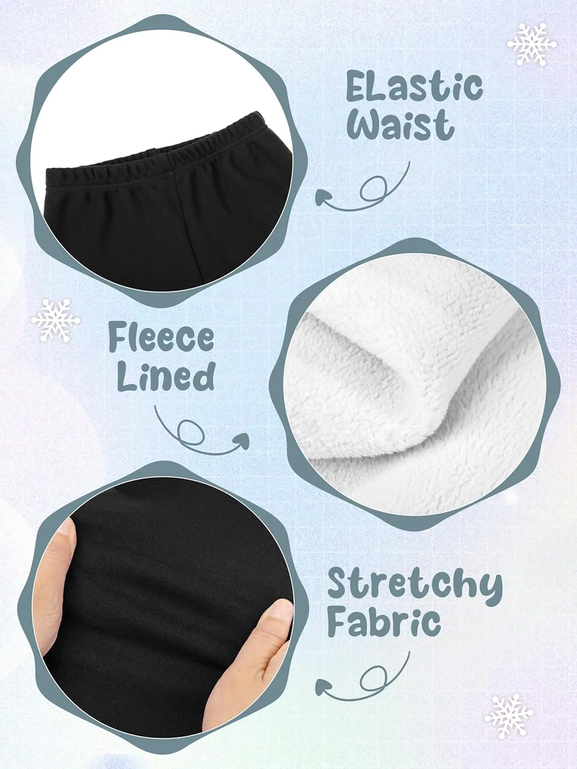 Resinta Girls Winter Fleece Lined Leggings Cotton Thick Thermal Tights Kids Soft Stretchy Pants Full Length