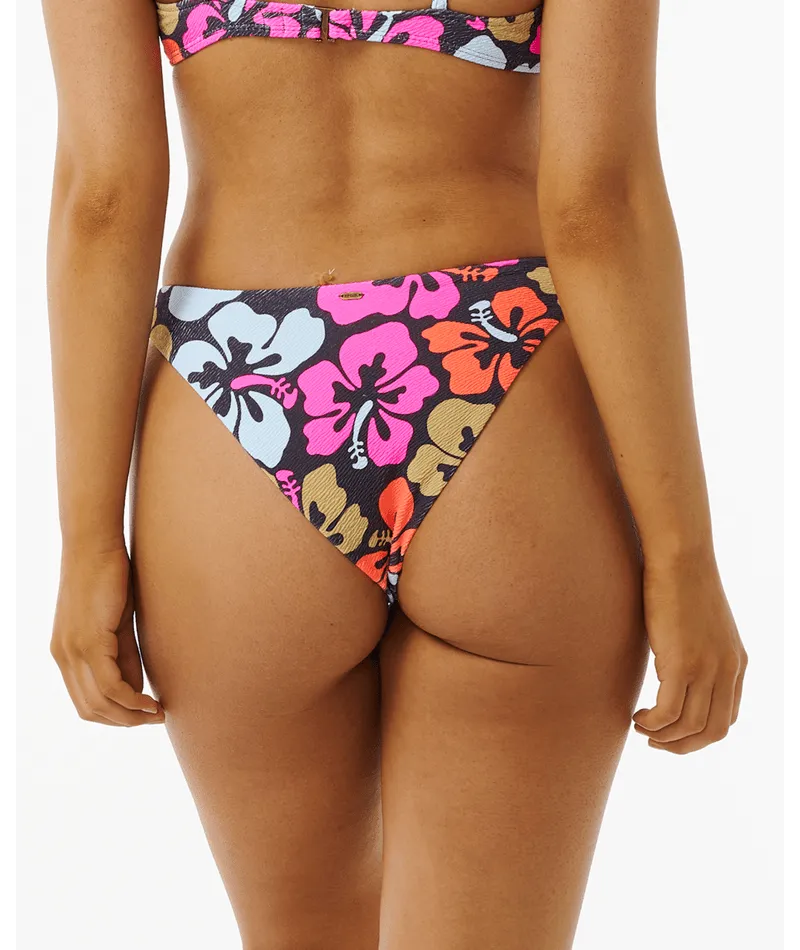 Rip Curl Hibiscus Heat Hi Cut Cheeky Bottom-Multi
