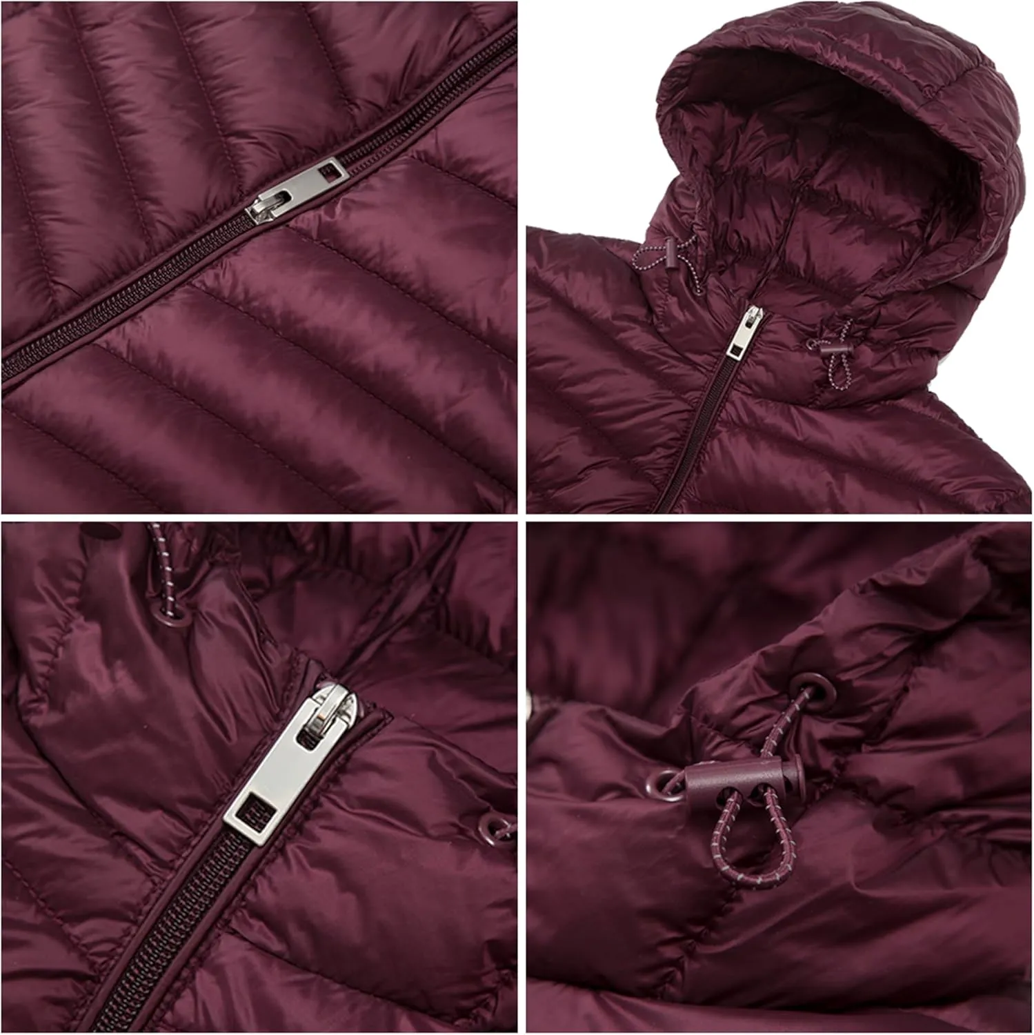 Rokka&Rolla Women's Lightweight Packable Puffer Jacket Water-Resistant Hooded Winter Long Coat