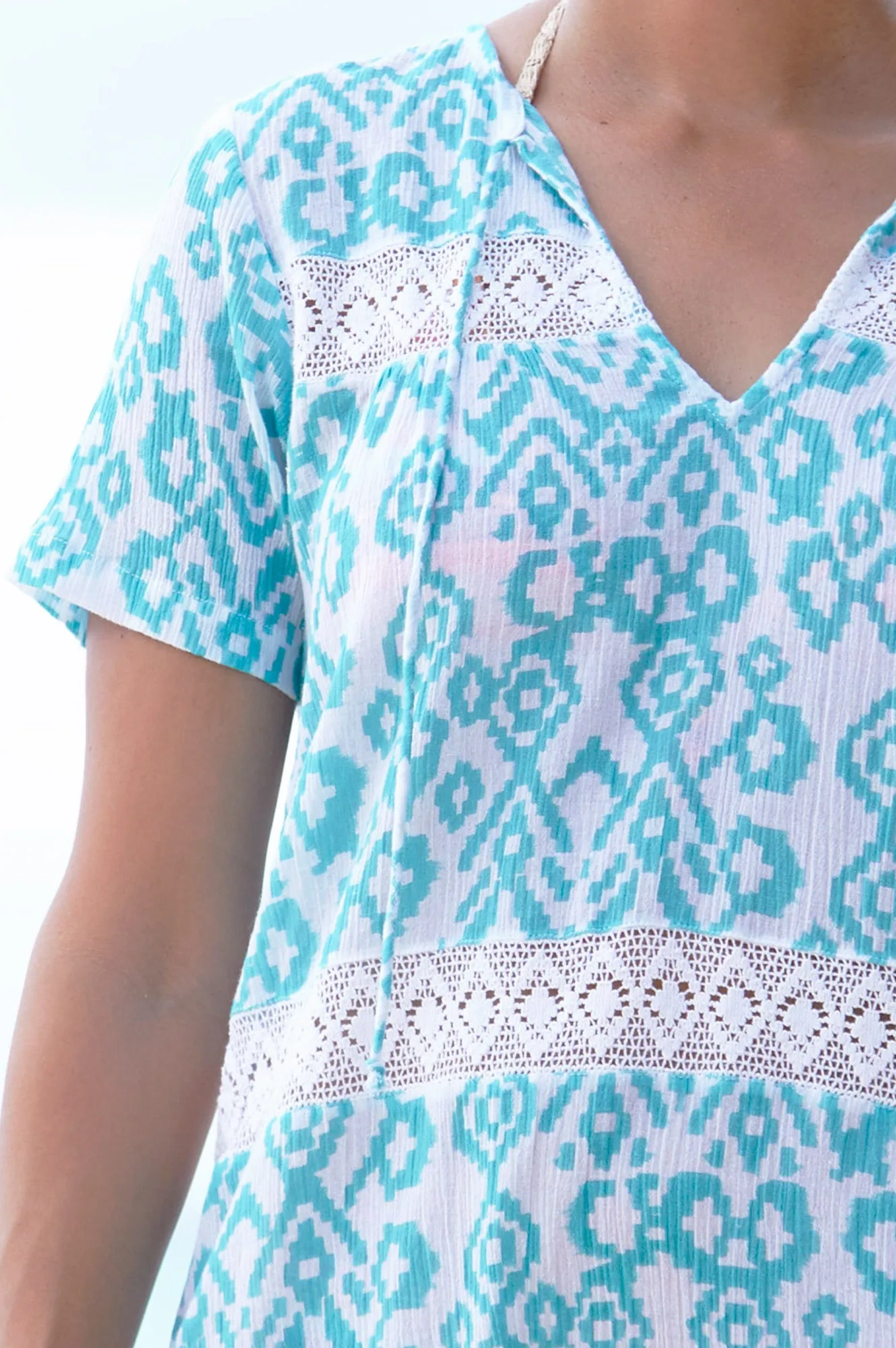 Roxy Kaftan | Aztec White/Sea Green