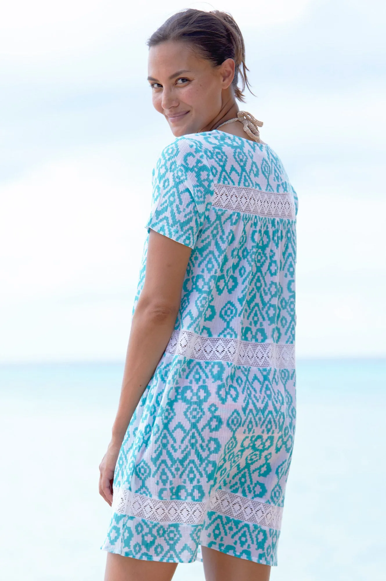 Roxy Kaftan | Aztec White/Sea Green