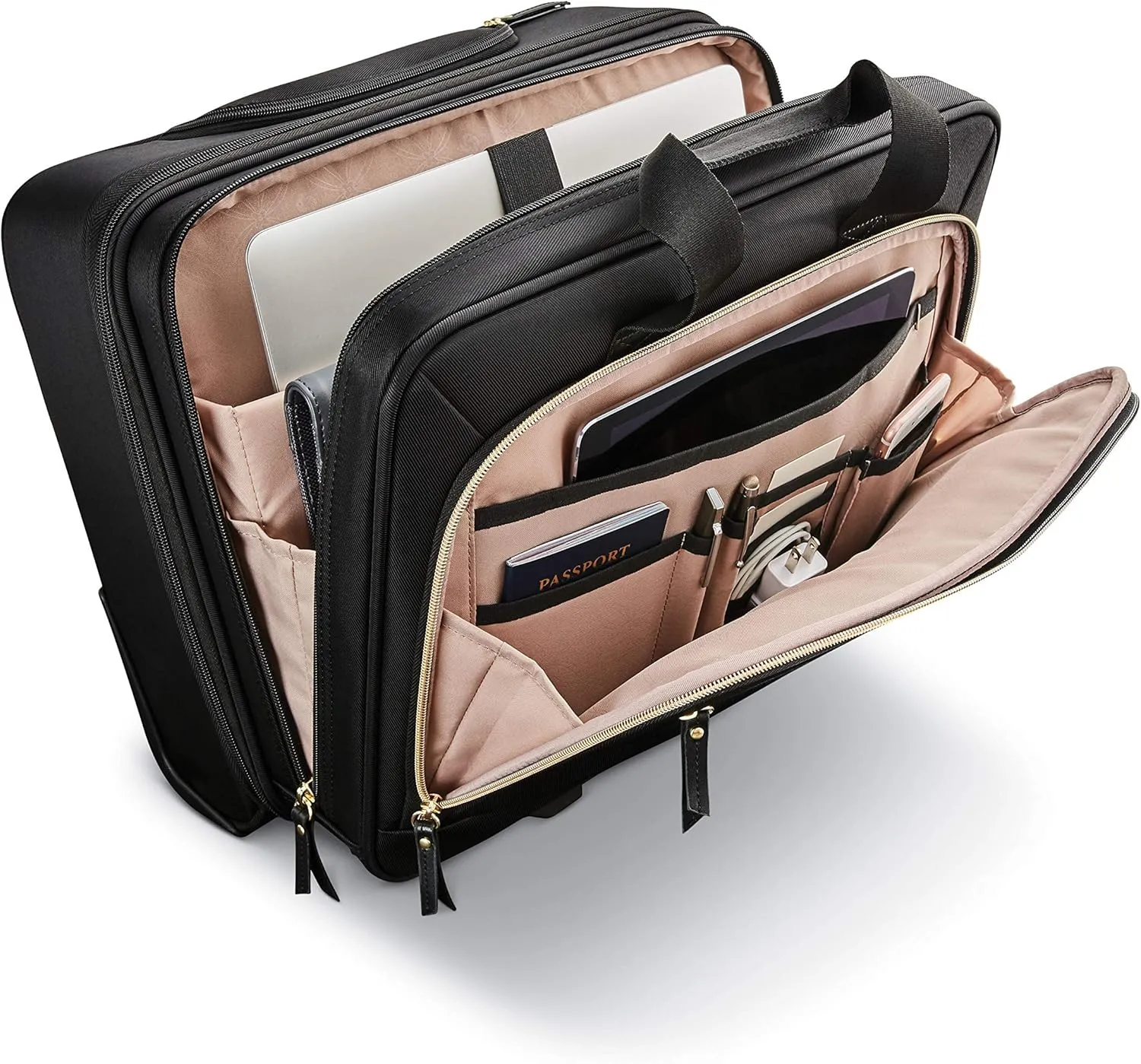 Samsonite Women's Upright Mobile Office Suitcase, Black, Water Resistant, Padded Laptop Compartment, Front Zippered Pockets