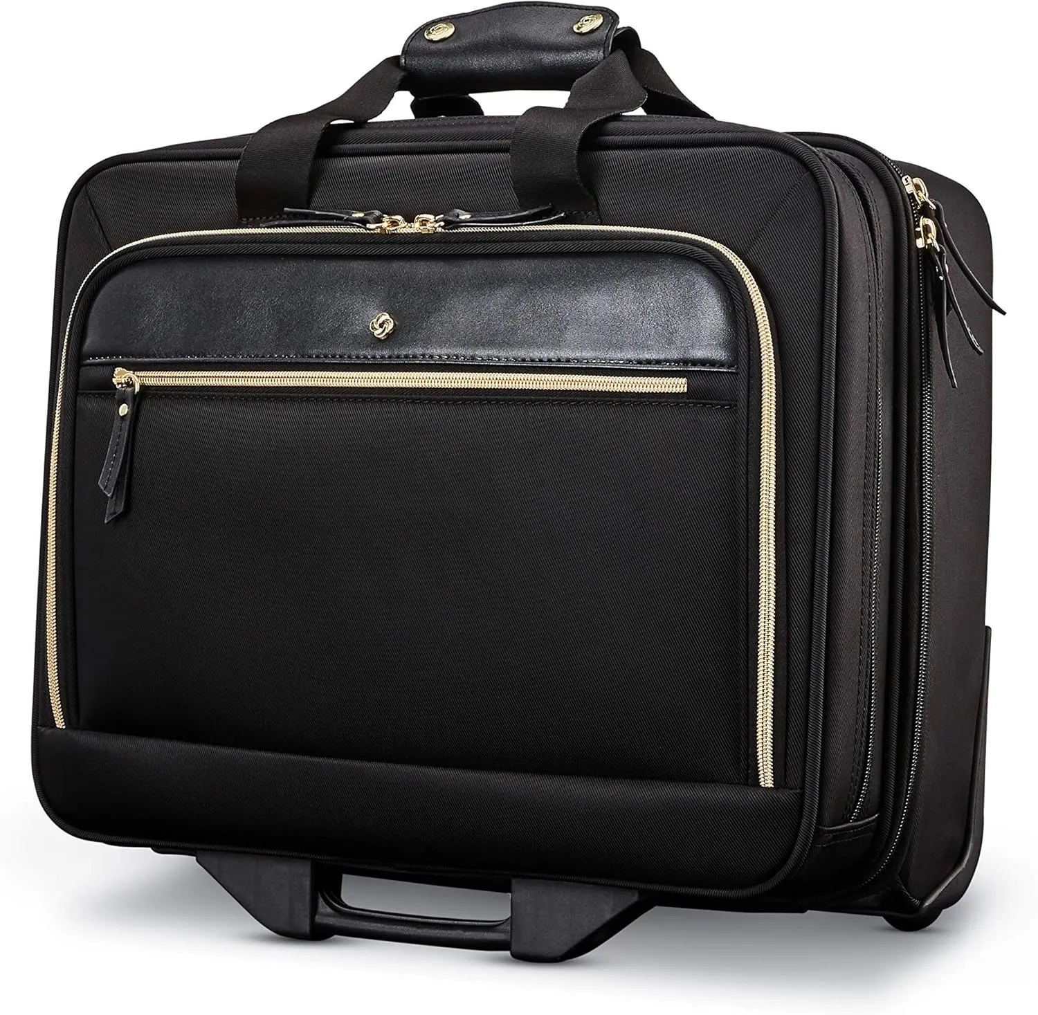 Samsonite Women's Upright Mobile Office Suitcase, Black, Water Resistant, Padded Laptop Compartment, Front Zippered Pockets
