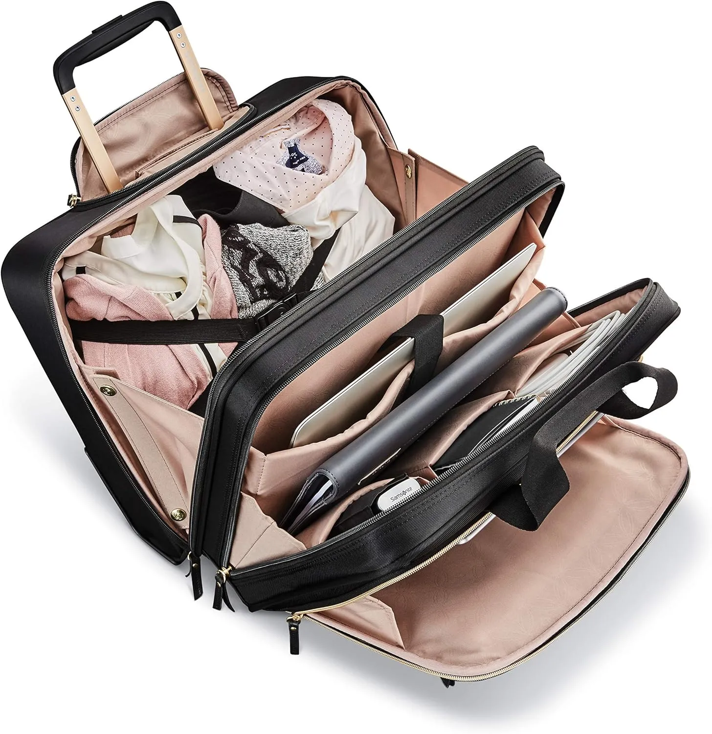 Samsonite Women's Upright Mobile Office Suitcase, Black, Water Resistant, Padded Laptop Compartment, Front Zippered Pockets