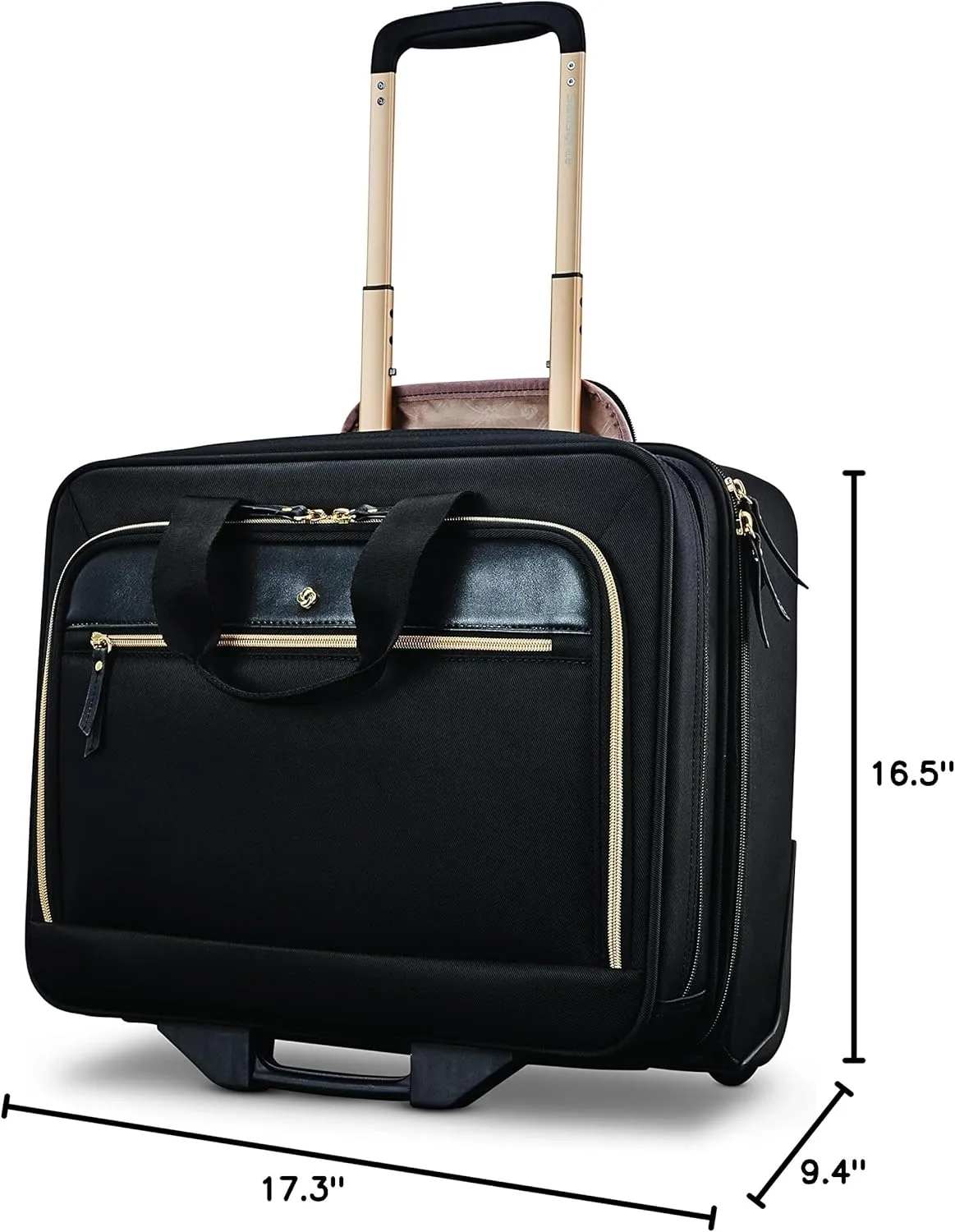 Samsonite Women's Upright Mobile Office Suitcase, Black, Water Resistant, Padded Laptop Compartment, Front Zippered Pockets
