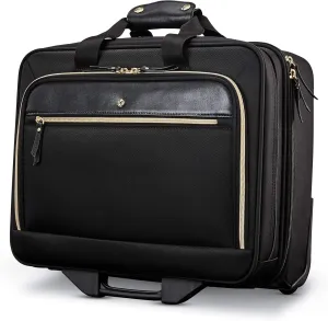 Samsonite Women's Upright Mobile Office Suitcase, Black, Water Resistant, Padded Laptop Compartment, Front Zippered Pockets