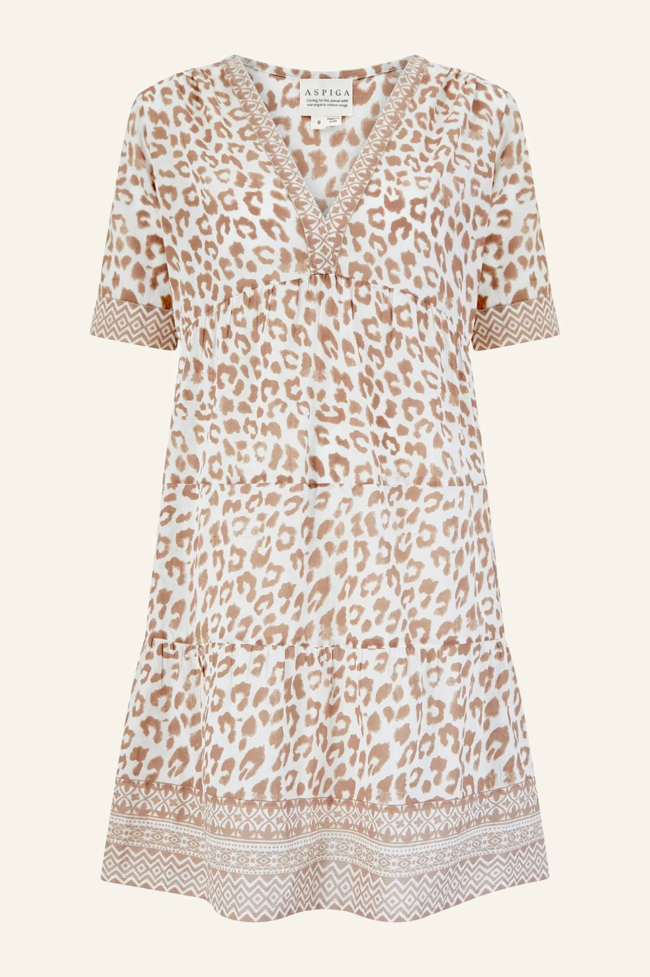 Santorini Kaftan | Soft Cheetah White/Taupe