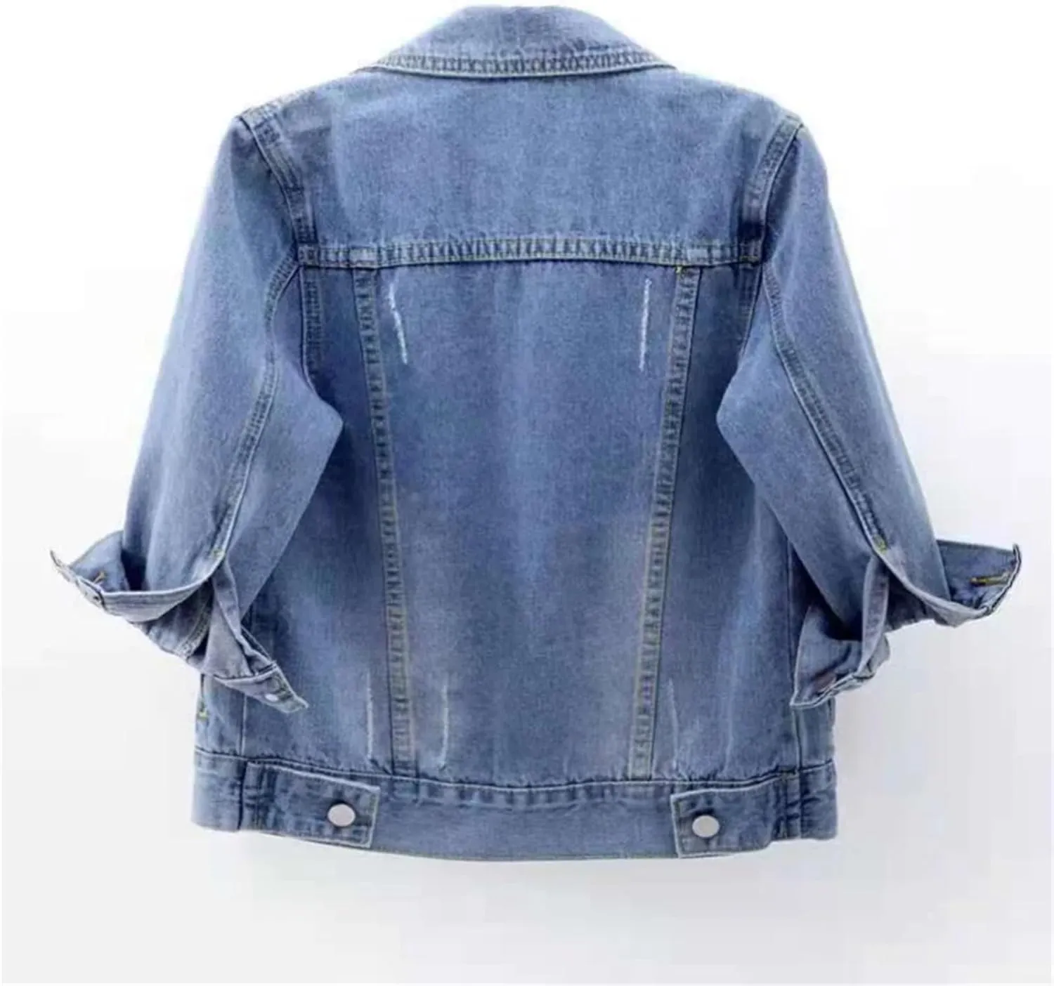 SaoBiiu Women Denim Jacket Autumn Winter Washed Blue Jeans Coat Turn-Down Collar Denim Jackets