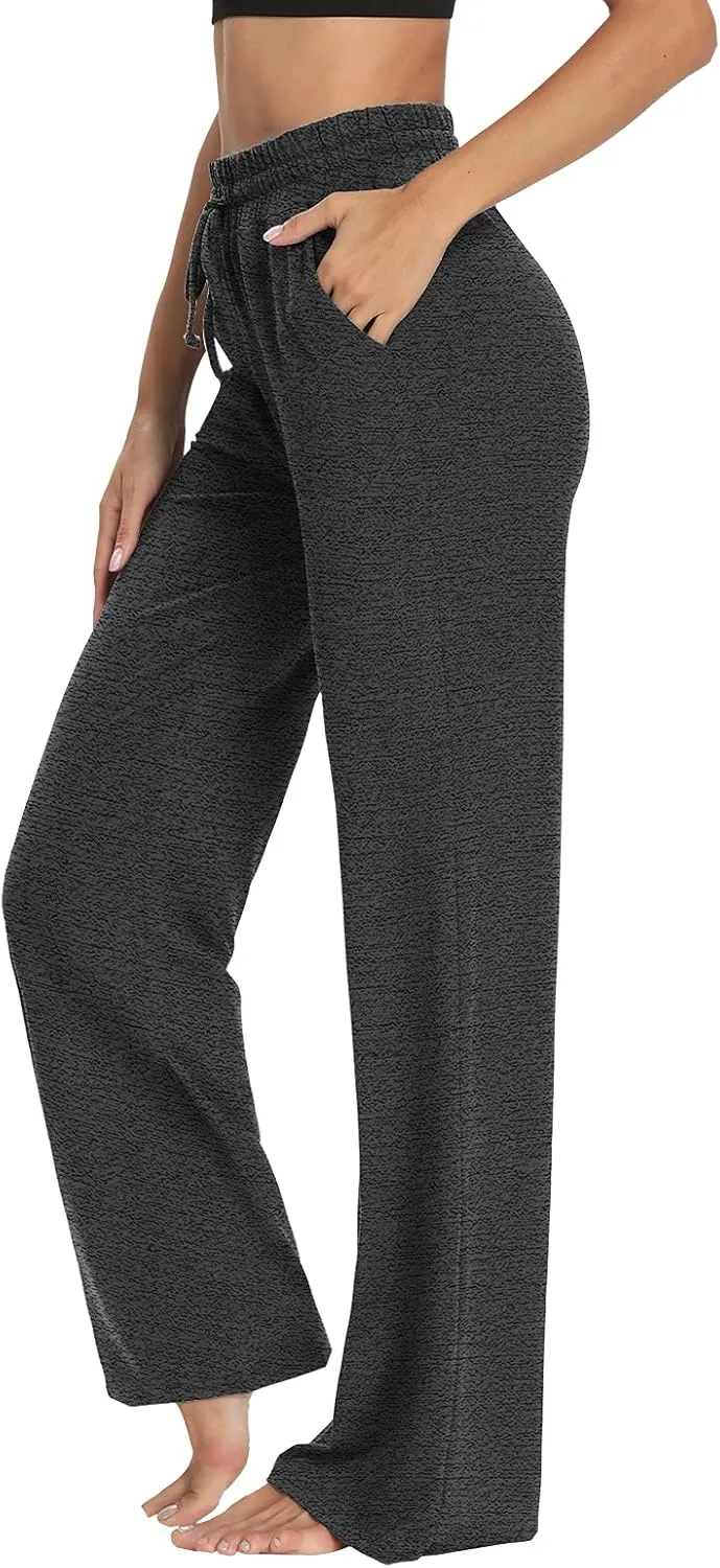 Sarin Mathews Womens Yoga Sweatpants Wide Leg High Waisted Lounge Pajamas Pants Comfy Workout Loose Pants with Pockets