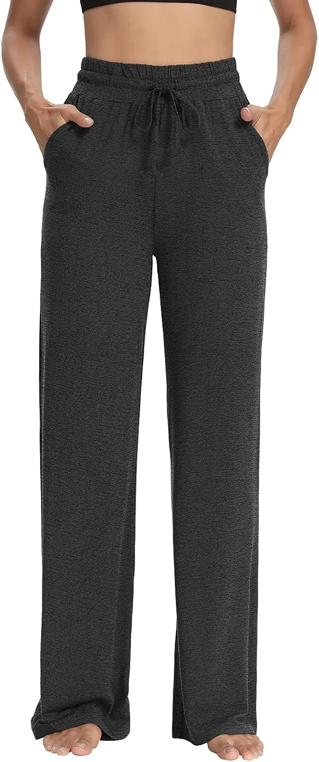 Sarin Mathews Womens Yoga Sweatpants Wide Leg High Waisted Lounge Pajamas Pants Comfy Workout Loose Pants with Pockets