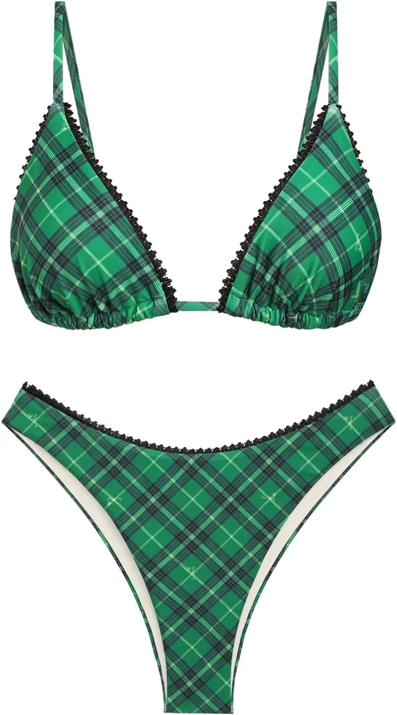 seamoly Womens Bikini Sets Two Piece Swimsuit Fruit Cherry Print Triangle Cheeky Bikini Set
