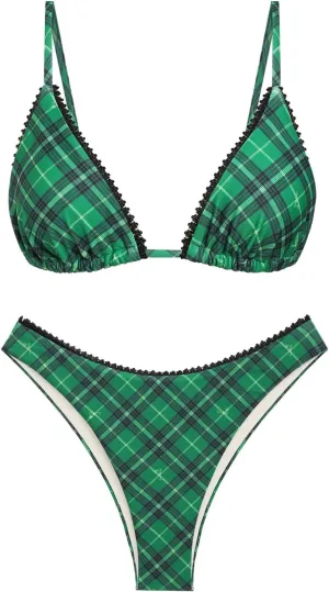 seamoly Womens Bikini Sets Two Piece Swimsuit Fruit Cherry Print Triangle Cheeky Bikini Set