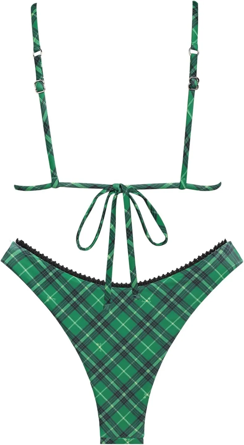 seamoly Womens Bikini Sets Two Piece Swimsuit Fruit Cherry Print Triangle Cheeky Bikini Set